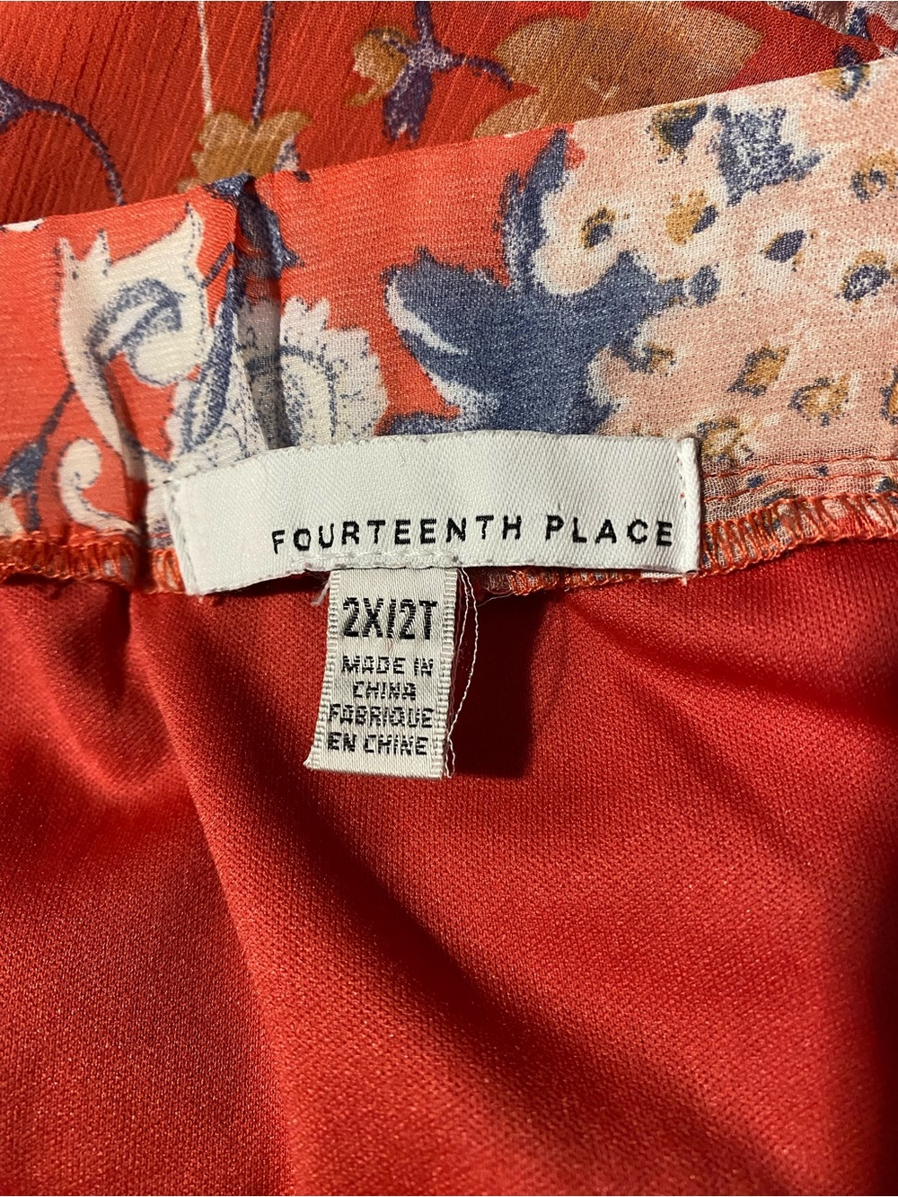 Fourteenth Place 2X Floral Paisley Tiered Maxi Skirt Orange Boho Button Front - Picture 10 of 11